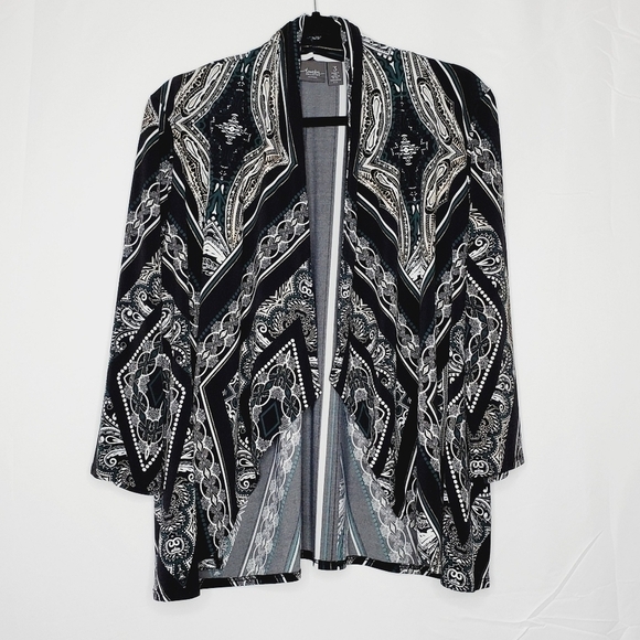 Chico's Travelers Open Front Cardigan Size 3 US 16/18 (XL) Abstract Print Artsy - Picture 9 of 10